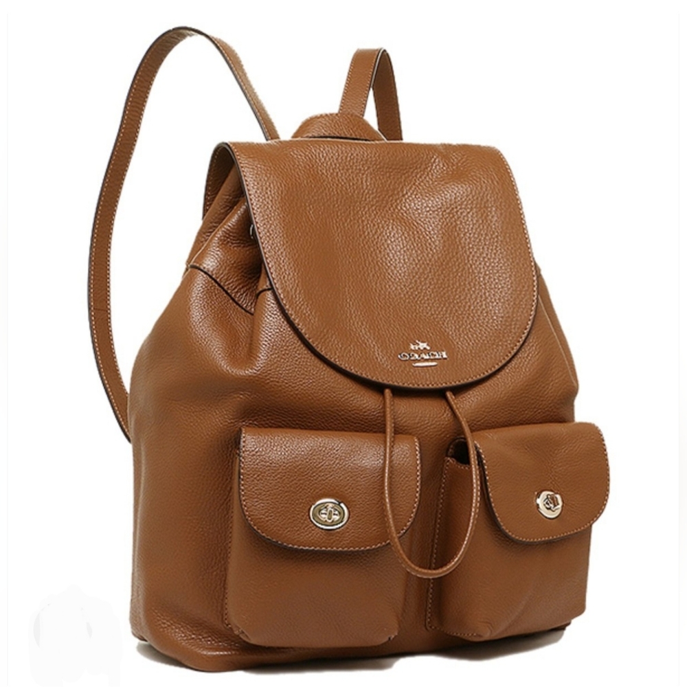 Coach Brown Leather Drawstring Backpack